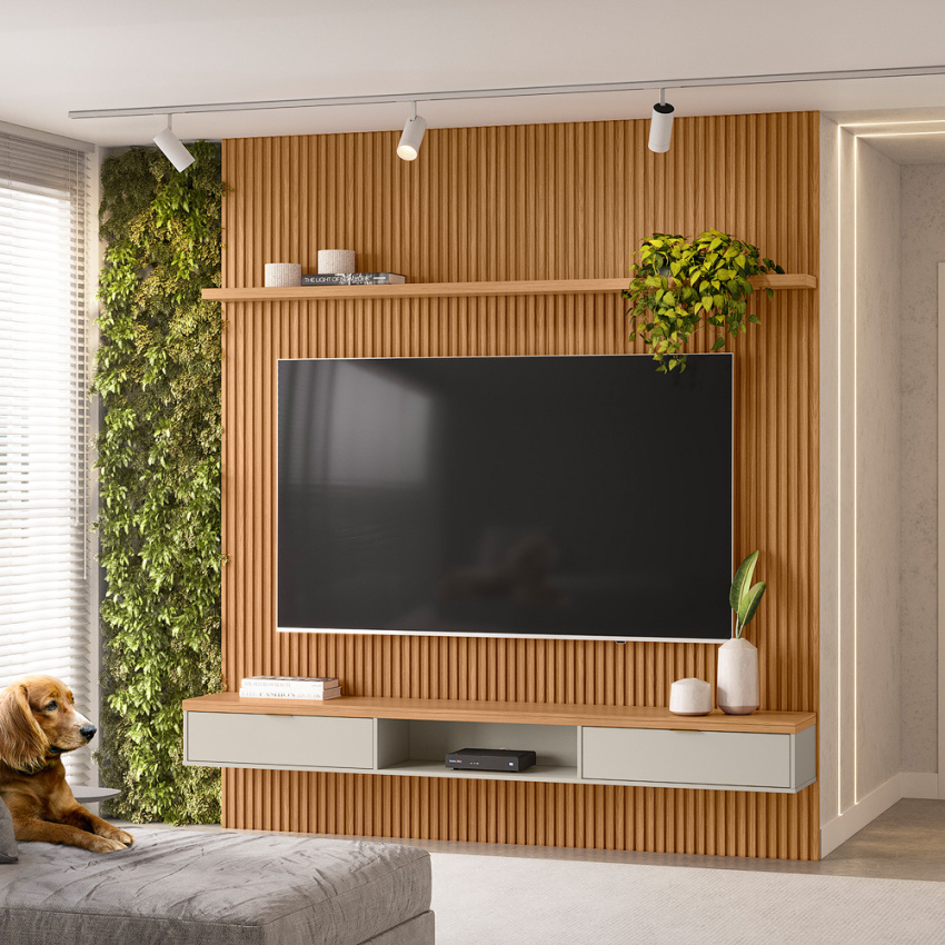 PAINEL RIPADO MODULAR 2.2 (2500MM) + NICHO 2.2 + PRATELEIRA 2.2