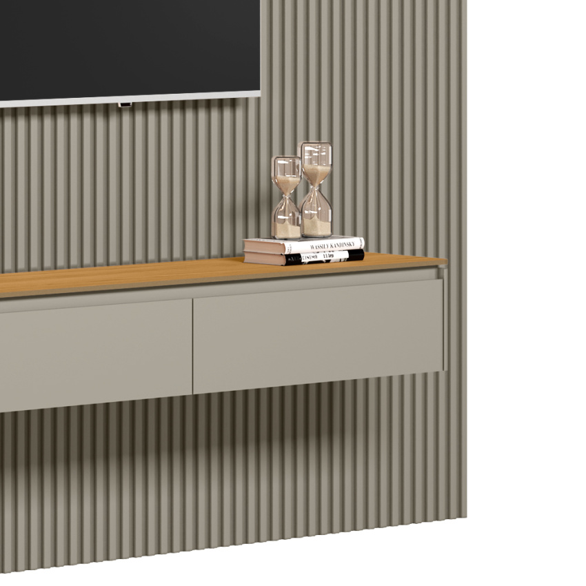PAINEL RIPADO MODULAR 2.2 + NICHO CURVO 2.2 + PRATELEIRA CURVA 2.2