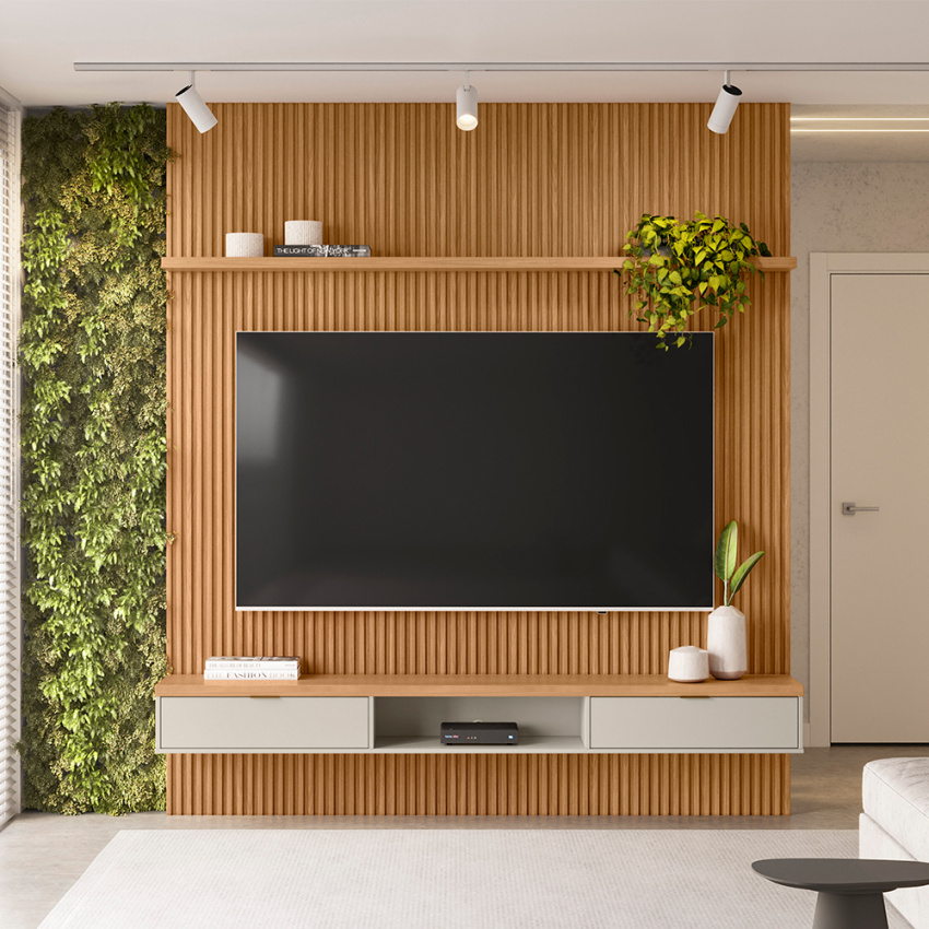 PAINEL RIPADO MODULAR 2.2 (2500MM) + NICHO 2.2 + PRATELEIRA 2.2