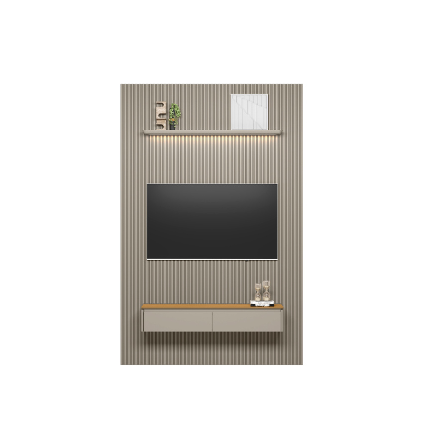 PAINEL RIPADO MODULAR 1.8 + NICHO CURVO 1.4 + PRATELEIRA CURVA 1.4