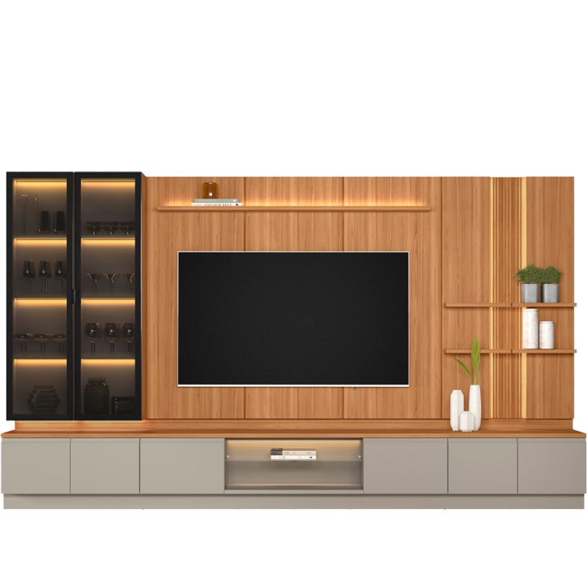 CONJUNTO RACK + PAINEL + 2 MODULO LATERAL + 2 MODULO CRISTALEIRA MAGNUM